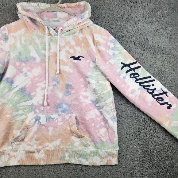 VTG Y2K Hollister Hoodie Sweatshirt Men Small Spellout Sleeve Pocket Skater Hood - Picture 8 of 12